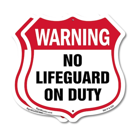 Signmission Pool Safety Shield Sign Warning No Lifeg, 6 inch X 6 inch, Plastic Sign, 2PK SHI-P-2PACK-6-431