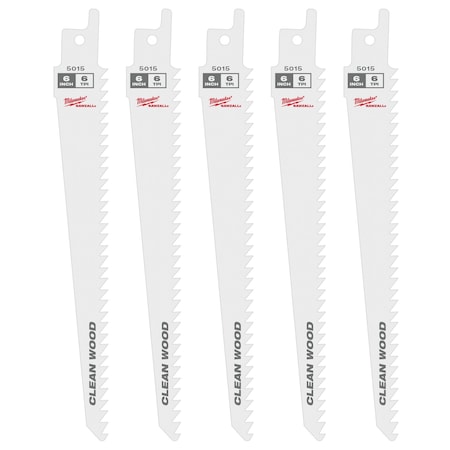 Milwaukee Tool 6" 6 TPI Fleam Ground SAWZALL Blades (5 Pk) 48-00-5015