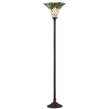 Jonathan Y Botanical Tiffany-Style 71" Torchiere LED Floor Lamp, Bronze JYL8004A