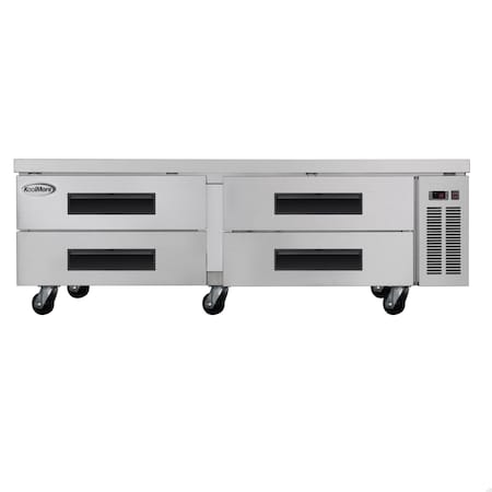 Koolmore 72 in. Commercial Chef Base Refrigerator Storage Cabinet, Pull-Out Drawers, Rolling Caster Wheels KM-BR-724D