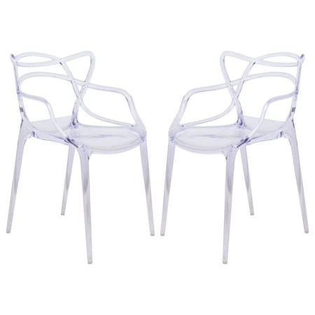 Leisuremod Milan Modern Wire Design Chair, Clear, 2PK MW17CL2