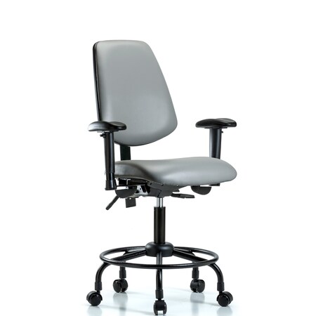 Blue Ridge Ergonomics Vinyl Chair, Vinyl, Adjustable Arms BR-VDHCH-MB-RT-T1-A1-RC-8840