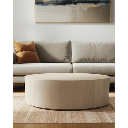 Homeroots 48" Natural Solid Wood Round Distressed Coffee Table 569552