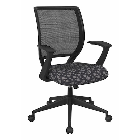 Office Star Products EM Series Screen Back Task Chair with "T" Arms, City Park Steely EM51022N-K108