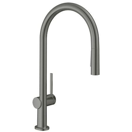Hansgrohe Talis N HighArc Kitchen Faucet, O-Style, 2-Spray Pull-Down, 1.75 GPM in Brushed Black Chrome 72800341