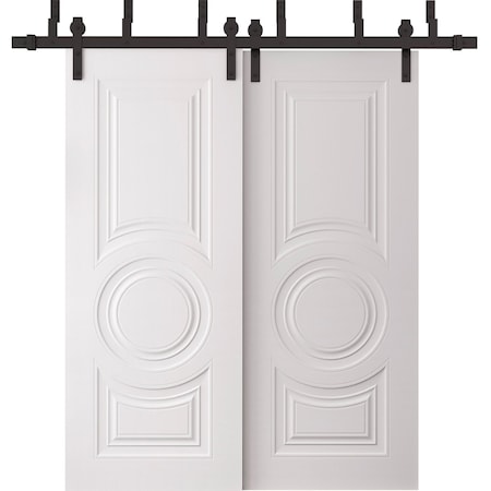 Sartodoors Sliding Closet Barn Bypass Doors 64 x 84 inches, BASIC 9801 White, 6.6ft Rails Hardware Set, Wood BASIC9801BBB-SKIN-6484