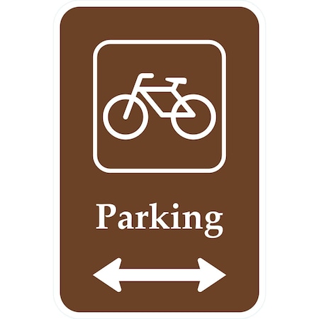 Lyle Parking (with Cycle and Bidirectional Arrow Symbol), 12x18, Diamond Grade, White G-3071-DG_12x18