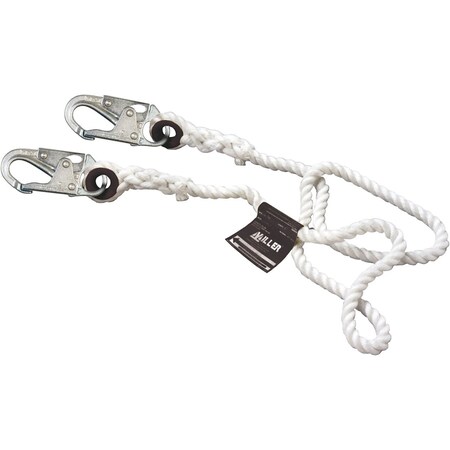 Miller 5/8" Diameter Dacron Polyester Rope Lifeline with Steel Locking Snap Hooks 201RLS-5/50FTWH