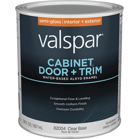 Valspar Cabinet Door & Train Waterborne Alkyd Semi-Gloss Interior/Exterior Enamel Clear Base 1 Qt. 028.0082004.005