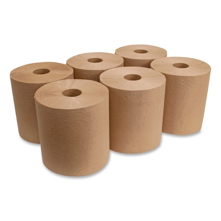 Gen Hardwound Paper Towels, 1 Ply, Continuous Roll Sheets, 800 ft, Brown, 6PK G1825