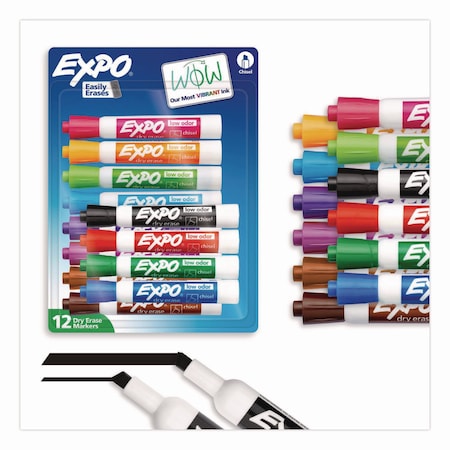 Expo Low-Odor Dry-Erase Marker, Broad Chisel Tip, Assorted Colors, 12PK SAN80699A