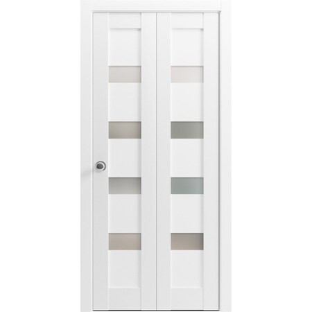 Sartodoors Sliding Closet Bi-fold Doors White Solid Core Modern Interior QUADRO4113BF-WS-64 x 96 (2* 32x96)