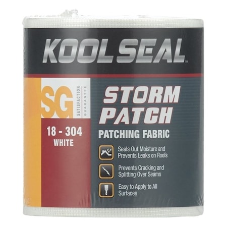 Kool Seal Patching Fabric, 50 ft L, 4 in W, White KS0018304-99