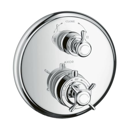 Axor Montreux Thermostatic Trim with Volume Control and Diverter- Cross-Handle in Chrome 16820001