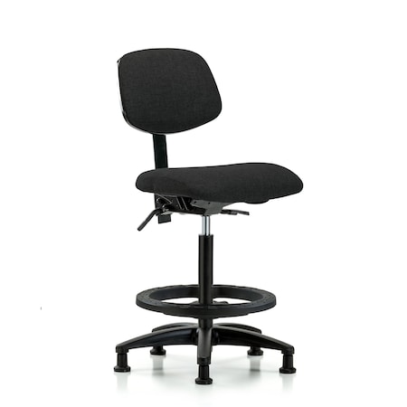 Blue Ridge Ergonomics Chair, Fabric, Hi Bench, BF Glides, Blk, No Arms, 26" to 35-1/2" Height, Black BR-FHBCH-RG-T0-A0-BF-RG-F42
