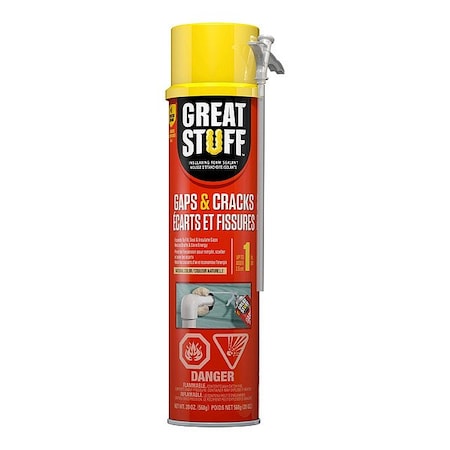 Great Stuff Foam Sealant, Straw Application Method Can, Yellow, 4:1 Expansion Ratio 00157911