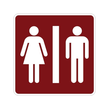 Sign Solutions Usa Restrooms (Symbol), 30 in W x Square, Aluminum Sign DUS12HWT3030RS-022