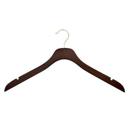 Nahanco 17in Mahogany Wooden SlimLine Shirt/Dress Hanger w/ Gold Hook, 50PK SL7031750GH