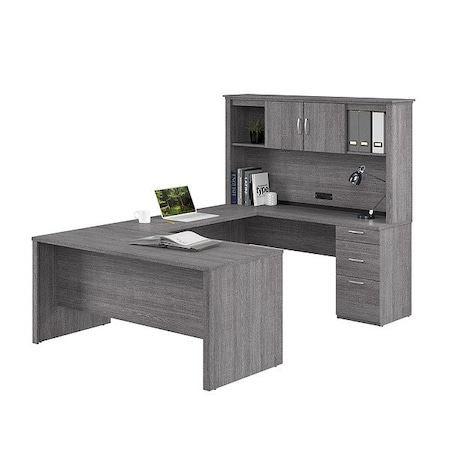 Bestar U Shaped Desk U-Shape Desk, 95-1/2" D X 66-1/2" H, 66" W X Bark Gray 46410-47