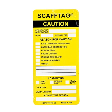 Brady SCAFFTAG Inserts: SCAFFTAG CAUTION: REQUESTING Supervisor: DATE: INCOMPLETE: and more, 100PK SCAF-STSI 602
