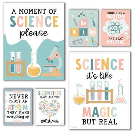 Hadley Designs Boho Science Bulletin Board Classroom Decor Posters, 6-Piece Set X004BE8MMP