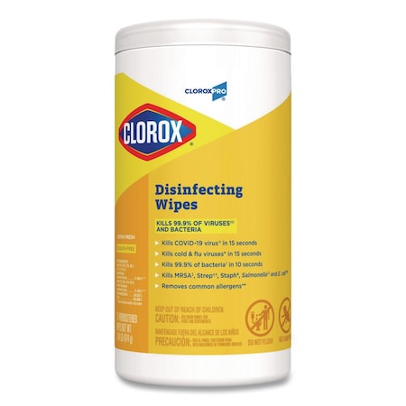 Clorox Disinfecting Wipes, 7 x 8, Lemon Fresh, 75/Canister 15948