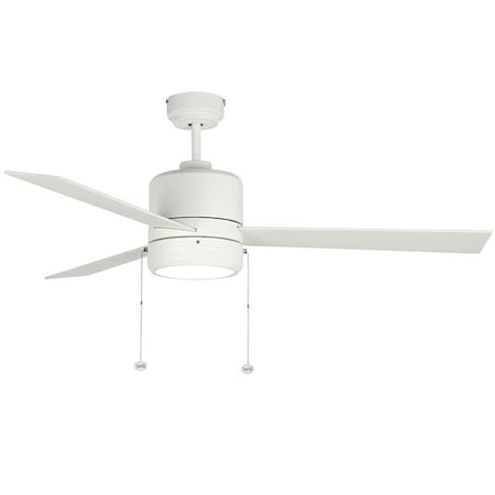 Westgate 52in 5-BLADE CEILING FAN AND LIGHT 3CCT 19W INTEG. LED PULL CH. WHITE CYLINDER AND WHITE PLYWOOD BL WFL-115-PC-3B-52-MCT-WH-WH