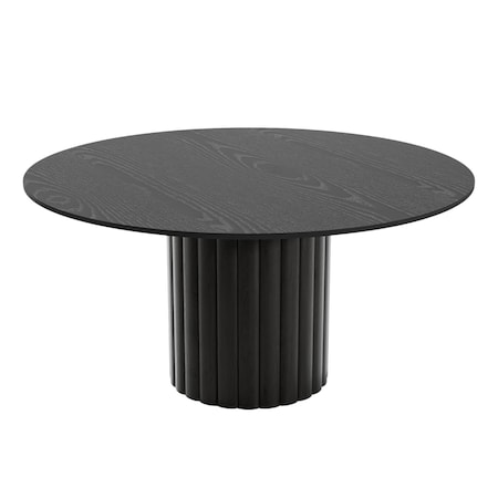 Homeroots 60" Black Solid Wood Pedestal Base Round Top Dining Table 721034