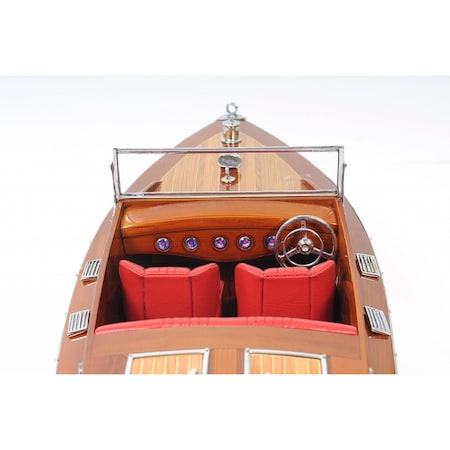 Homeroots 8" Brown Manufactured Wood Hand Painted Decorative Boat 401863