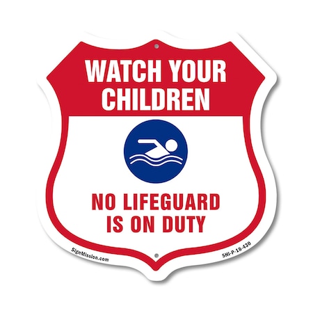 Signmission Pool Safety Shield Sign Attention Watch, 18 Inch X 18 Inch, Plastic Sign SHI-P-18-430