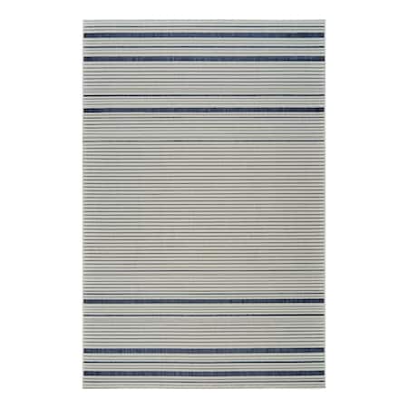 Homeroots 4' X 6' Blue and Cream Striped Distressed Indoor Outdoor Area Rug 558781
