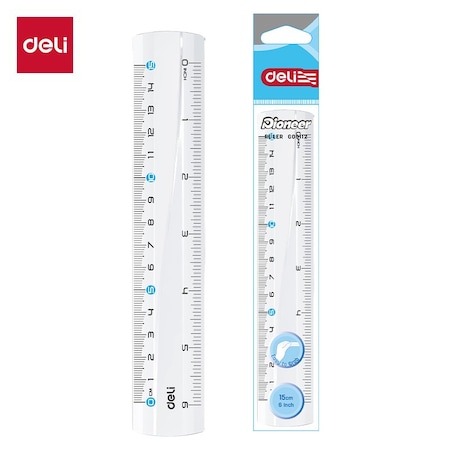 Deli Clear Ruler 15cm/6in, Dual Metric & Inch, Easy-Read, 30PK EG00112
