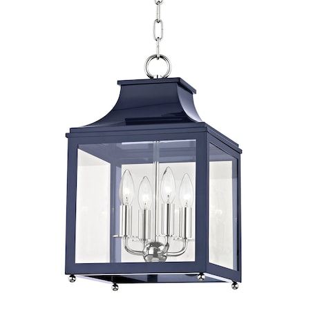 Mitzi Leigh 4 Light Lantern 11.25 In. Polished Nickel/Navy H259704S-PN/NVY
