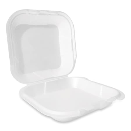 Plastifar Foam Hinged Lid Container, Secure Two Tab Latch, Poly Bag, 9 x 9 x 3, White, 200PK 12095