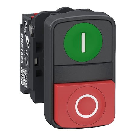 Schneider Electric Push-Button, 22 mm, Green, Red XB5AL734155