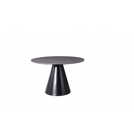 Homeroots 47" Gray Rounded Stone And Iron Pedestal Base Dining Table 370722
