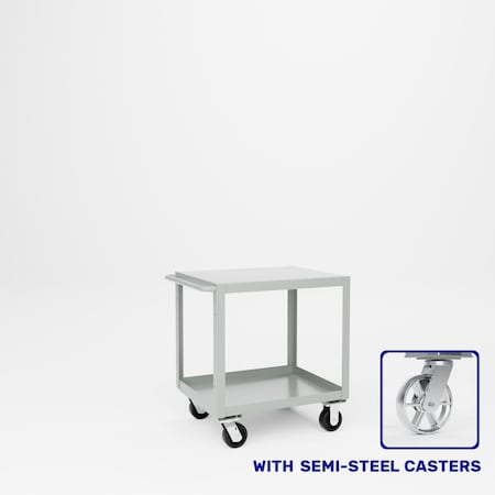 Pucel Heavy Duty Shop Truck, 30 in W x 24 in D x 33.5 in H, Two Shelves, Push Handle, Gray 2430-DT-2S