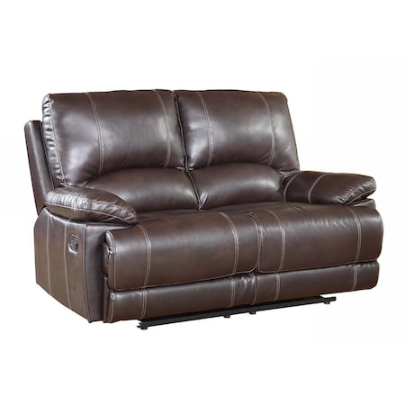 Homeroots 65in Brown Faux Leather Manual Reclining Love Seat 329408