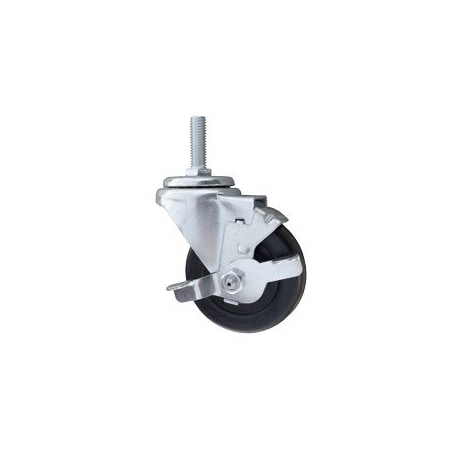 Service Caster 3.5 Inch SS Hard Rubber Wheel Swivel 3/8 Inch Threaded Stem Caster with Brake SCC-SSTS20S3514-HRS-TLB-381615