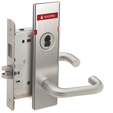 Schlage L Series Mortise Lock, Corridor Lock, 03 Lever, N Escutcheon, Less SFIC, VACANT/OCCUPIED Indicator L9456B 03N 630 OS-OCC