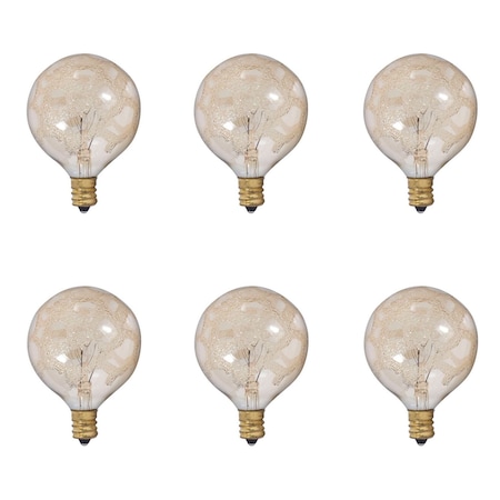 Bulbrite 40W Dimmable Amber Marble G16.5 Candelabra E12 Incandescent Bulb, 6PK 861323