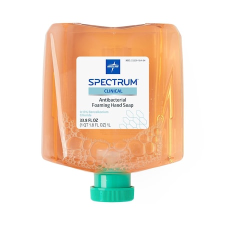 Medline Spectrum Cleanse Antibacterial Foaming Hand Soap with 0.13% BZK, Clean Scent, 4PK HHABSP1000FM