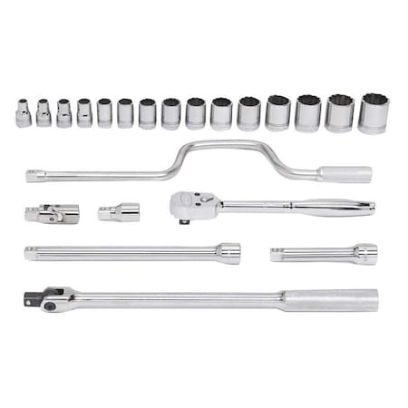 Williams Socket and Tool Set, 1/2" D, 12Pt, 22pcs., JHWWSS-22FTB JHWWSS-22FTB