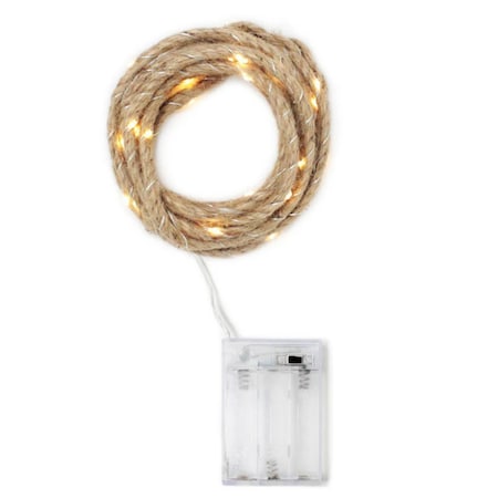 Elegani 30 LED Rope String Lights-8ft Natural Woven Rope with Warm White Fairy Lights for Farmhouse, Wedding PH-5134