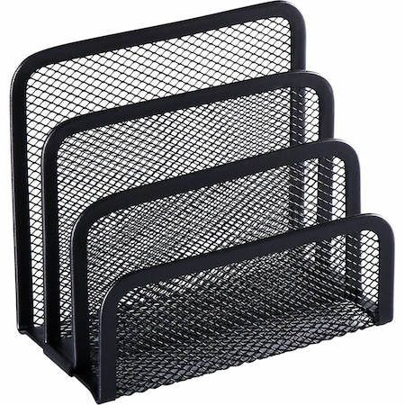 Lorell Mesh Vertical Desktop File Sorter, 4 Dividers, Black LLR84153