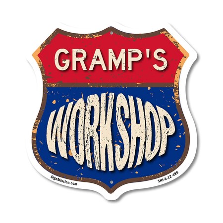 Signmission Gramp's Workshop, 12 Inch X 12 Inch, Aluminum Metal Sign SHI-A-12-489-GRAMP