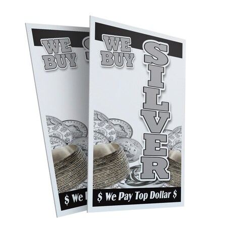 Signmission We Buy Silver Vertical, Plastic Signs Only 24 Inch x 36 Inch, Corrugated Plastic, 2PK CSB-2436-2PACK-We Buy Silver Vertical