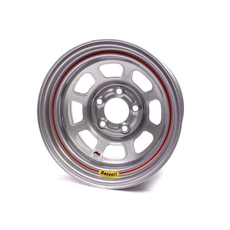 Bassett 58D52IS 15 x 8 in. Steel Silver Powder Coat D-Hole Wheel - 2 in. Backspace, 5 x 5 in. Bolt Pattern BAS58D52IS