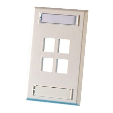 Ortronics 4-PORT FLUSH MOUNT UNLOADED, SINGLEGANG PLASTIC FACEPLATE KSFP4-88