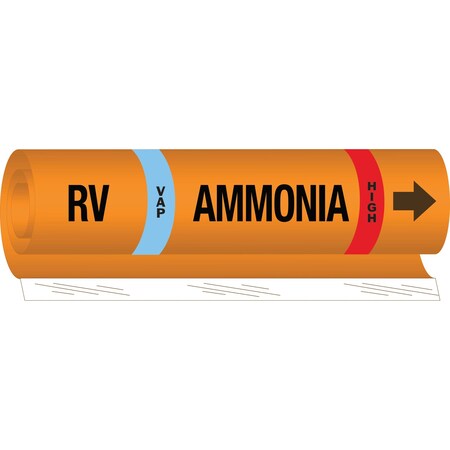 Brady RV VAP AMMONIA HIGH Pipe Marker, 9in H x 8in W, Fits Pipes 1.5in Dia. Thru 2.375in Dia. 145777
